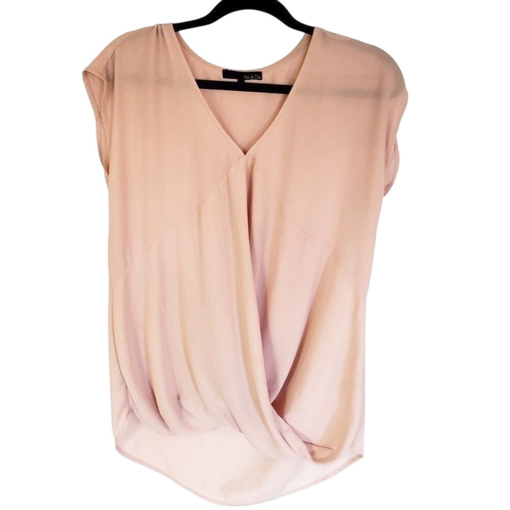 RO&DE‎ blouse size Small ballerina pink sheer draped